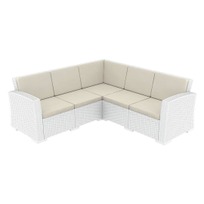 Стулья Диван пластиковый плетеный угловой с подушками Monaco Lounge Corner белый фото