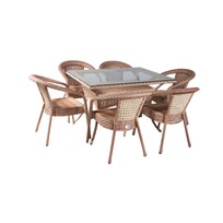 Стулья Комплект Ченнаи 6 с прямоугольным столом, натуральный фото